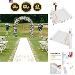Thickened Aisle Runner, Gold, 4×100 Feet | White Walkway, Indoor Outdoor Use,…