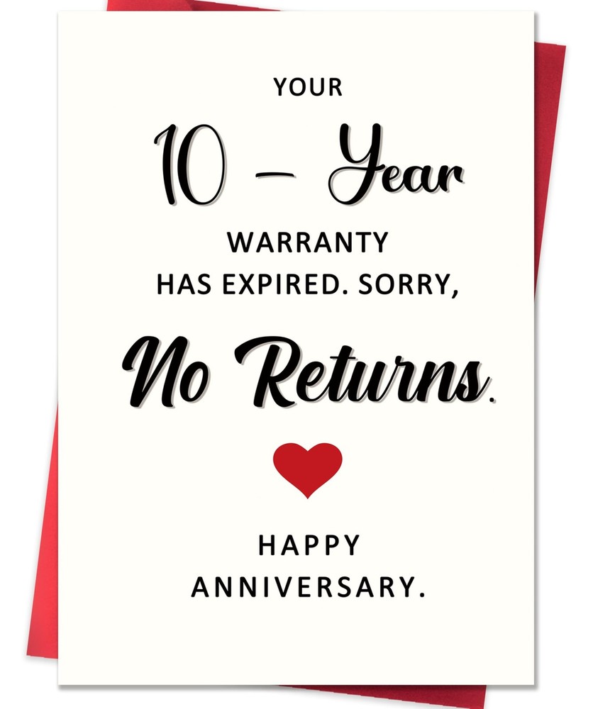 Funny 10 Year Anniversary Card,10th Wedding Anniversary Card Gifts for Him He…