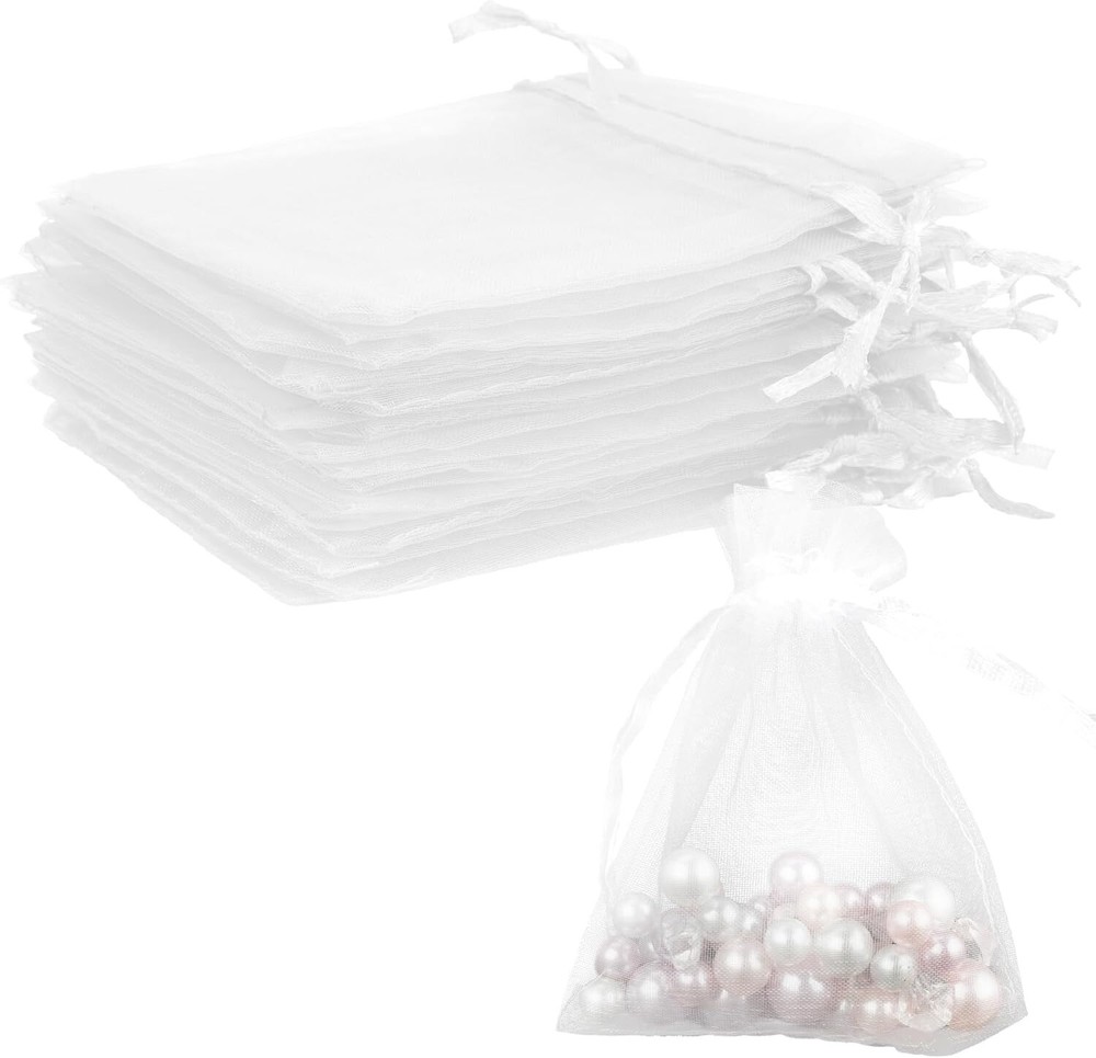Organza Bags, White 50Pcs, Sheer 1 Count (Pack of 50), white