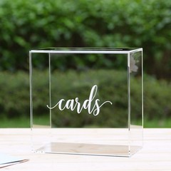 Clear Acrylic Card Box W/slot Thick Diy Wedding Box Blank White Print Large 10×1