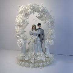 Vintage 1990’s Wilton Cake Topper GRAY SUIT Dark /Light Hair Designer series