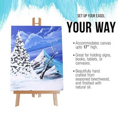 U.S. Art Supply 18″ Large Tabletop Display Easel – Beechwood Artist A-Frame D…