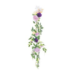 10Pcs DIY Wedding Chair Flowers Purple Green Faux Floral Decor for Ceremony