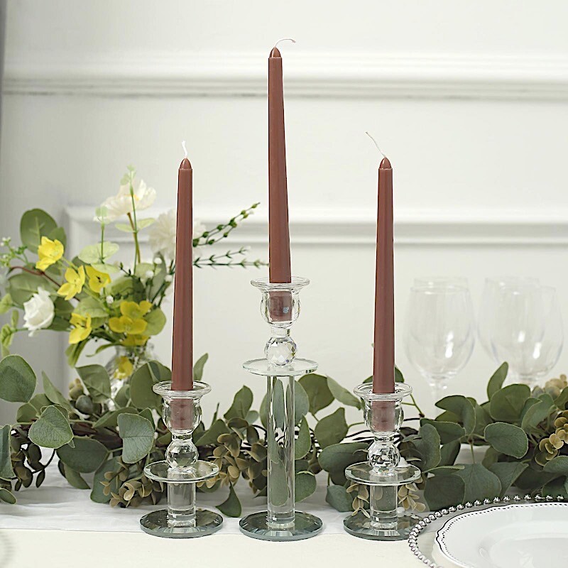 120 Mocha Brown Premium 10″ Taper Candles Unscented Dinner Party Wedding