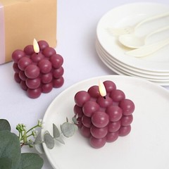 BURGUNDY 2 Bubble Cube 2″ Flameless LED CANDLES Decorative Centerpieces Party