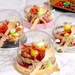 Charcuterie Dome Containers Cups with Mini Wooden Forks for Food Favor Dessert