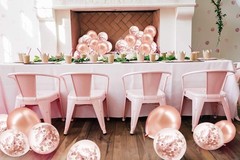 Rose Gold Confetti Latex Balloons, 50 12 Inch (Pack of 50), Rosegold,clear