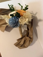 Sola Wood Flowers Dusty Blue And Coral Small Bouquet Wedding