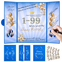 Blue 1st-99th Happy Birthday Party Decorations 18″x12″ Birthday Guest Book fo…