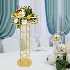 46.65in Gold Metal Large Open Flower Frame,wedding Floral Riser,top Flower Stand
