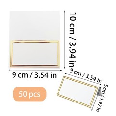 50-Pack 3.94×3.54 Inch Gold Foil Border Place Cards, Small Tent Table Name Ca…