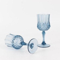DUSTY BLUE 6 Plastic 8 oz Crystal Cut Goblets WINE GLASSES Party Events