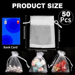 Organza Bags, White 50Pcs, Sheer 1 Count (Pack of 50), white
