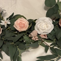 LING’S MOMENT WEDDING GARLAND 9ft, Dusty Rose, Cream, White, Pastel Pink, Gold