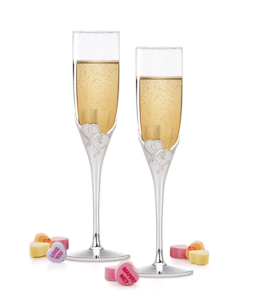 Lenox True Love Silverplated Flute Glass Set of 2