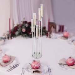 5-Arm Candle Holder Acrylic Clear Freestanding Candle Holder with Candle Cover