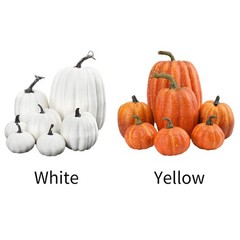 Orange Artificial Pumpkins Set,7Pcs Foam Decor Orange,