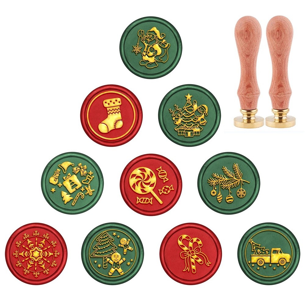 CRASPIRE Wax Seal Stamp Set 10PCS Christmas Vintage Sealing Wax Stamps 25mm R…