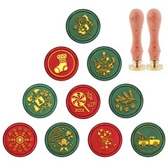 CRASPIRE Wax Seal Stamp Set 10PCS Christmas Vintage Sealing Wax Stamps 25mm R…