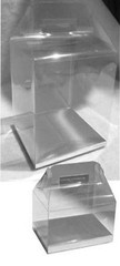 24 PCS 4x3x2-1/2″ Wedding Party Favor Gable Handle Clear PVC Box w/ Silver Card