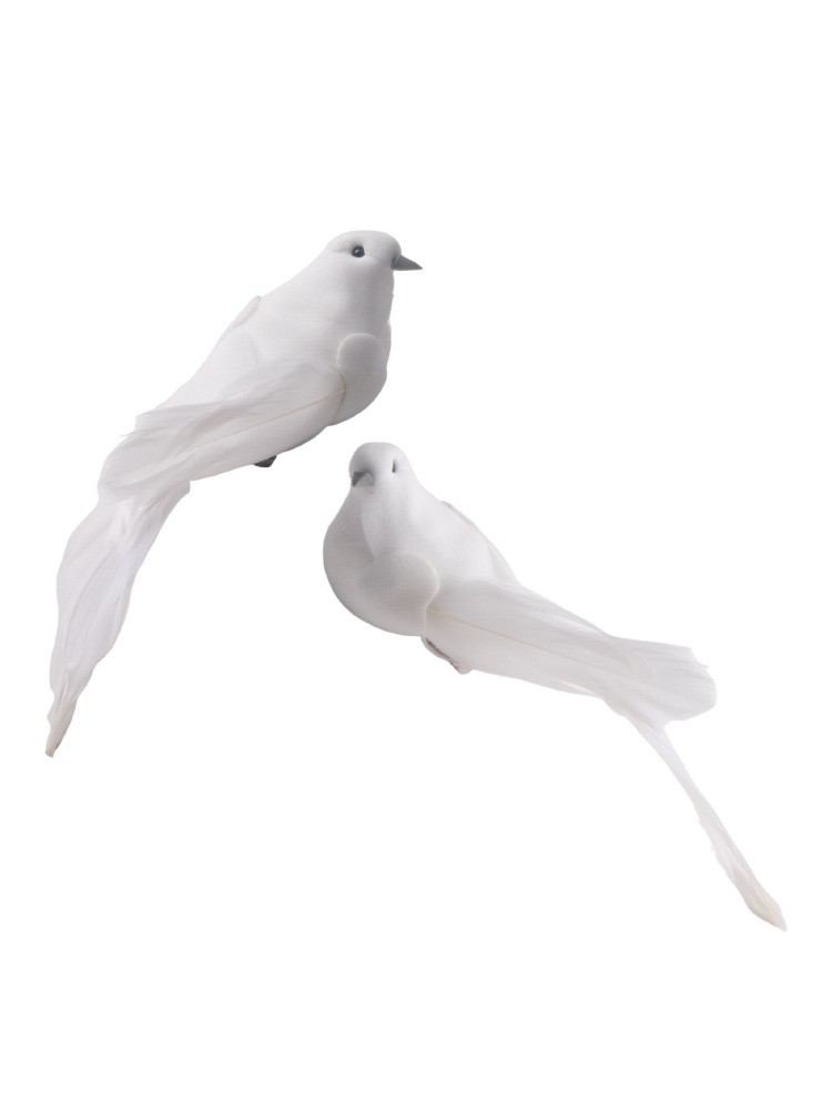 Artificial Doves Bird Garden Indoors 2pcs Decor Feather Lover Ornament