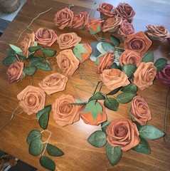 Ling’s Moment Artificial Foam Roses in Teal and Burnt Orange 70 Count