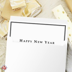 2025 «Happy New Year» Holiday Greeting Cards & Envelopes, Blank Inside, 25 Qty