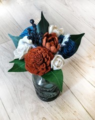 Burnt Orange Wedding Centerpieces for Jars Navy Blue Sola Wood Flower Bouquets
