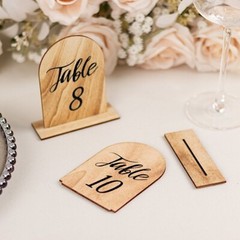 20 Natural 4.5 in Wooden Arch 1-20 TABLE NUMBERS Set Removable Base Events