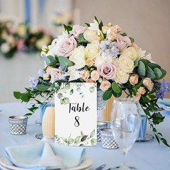 Stylish Eucalyptus Table Numbers – 26 Double-Sided Cards for Special Events