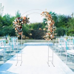 White Steel Round Arch Backdrop 1.5m × 2.2m Wedding Balloon Stand
