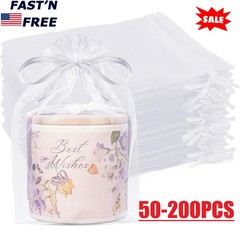200× Sheer Drawstring Organza Bags Jewelry Pouches Wedding Party Favor Gift Bag