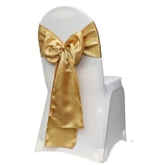 YCC Linens – Satin Chair Sashes Ribbon Bow Wedding Banquet Decor (Pack of 10)