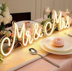 25×7 Inches Mr and Mrs LED Neon Sign – Perfect for Wedding & Reception Decor