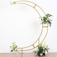 GOLD 7.5 ft Crescent Moon Metal Floral Display Frame Arch BACKDROP STAND Party