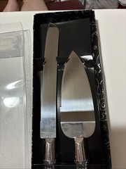 Wedding Cake Server And Knife Set With Clear Decorative Faux Crystal Handles