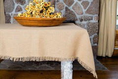 100% Jute Burlap Tablecloth 60 x 120 With Beautiful Fringe