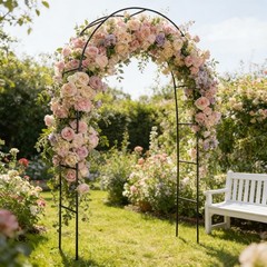 3Pcs Arched Metal Trellis Set,Sturdy Climbing Plant Stand for Garden Patio Decor
