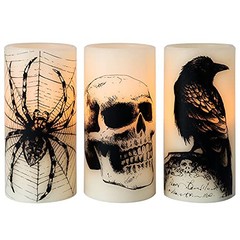 LED Flameless Flickering Candles Halloween – Battery Operated – 1-Skull Timer