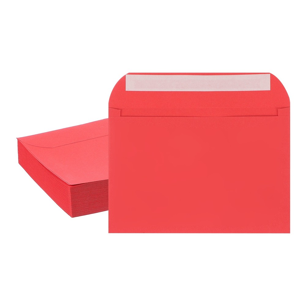 50Pcs Self Sealing Envelopes 7.8×5.5 Inch for Invitations A7 Red