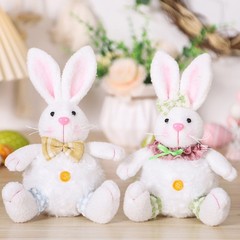 Easter Bunny Plush Yellow Pink 19 12 7cm Polyester Stuffed Toy Decoration Pair