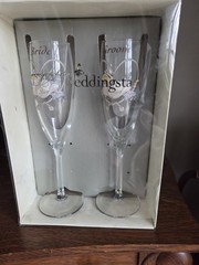 Vintage Wedding Star Western Cowboy Champagne Toasting Flutes Boots Hat Country