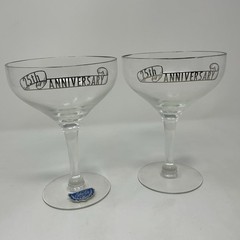 25TH Wedding ANNIVERSARY TOASTING CHAMPAGNE GLASSES 4 Oz Silver City