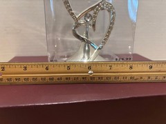 2010 Studio His & Hers Wedding Cake Topper 886705 Double Heart Silver Rhinestone