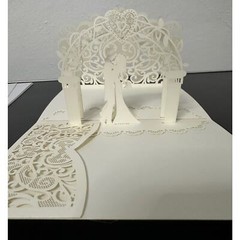 Bajayvovo 10 Piece Laser Cut Wedding Pop Up Card Invitation with Envelope Ivory