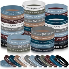 Lunmon 120 Pcs Bible Verse Silicone Bracelets Bulk Religious multicolor
