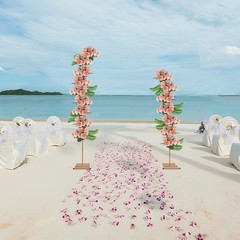 2PCS Gold Wedding Stand, 8ft & 6ft Wedding Archs, Balloon Flower Backdrop Stands