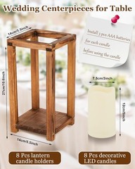 Rustic Wooden Lantern Centerpieces 16pcs Wedding Party Table Decor Flameless LED