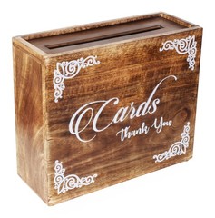 ARTISENIA Wooden Wedding Card Box with Slit Gift 12″ X 10″ X 4.5″, Brown