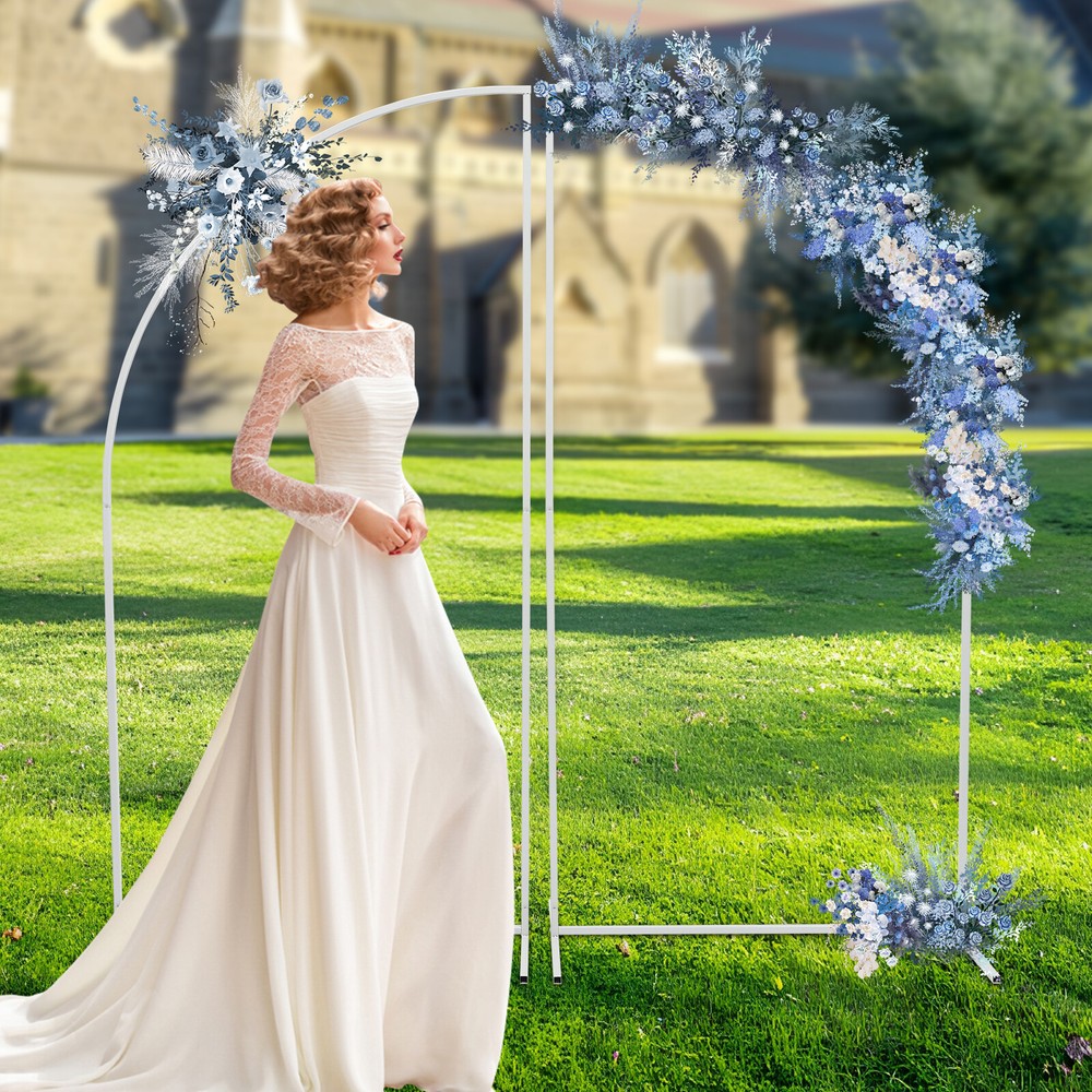 Set of 2 Metal Arch Backdrop Stand Wedding &Ceremony Arch Background Stand Decor